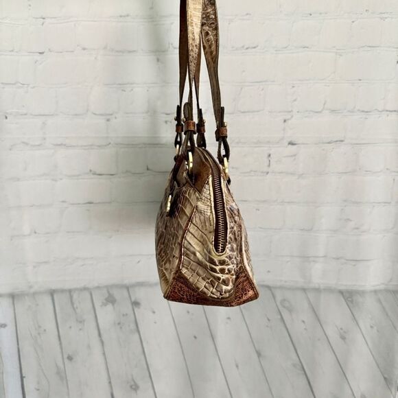Brahmin cashew copper brown Melbourne croc embossed leather shoulder bag - Picture 6 of 16